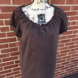 ⚜️ Short Sleeve Tee with Ruffle Detail at Neckline